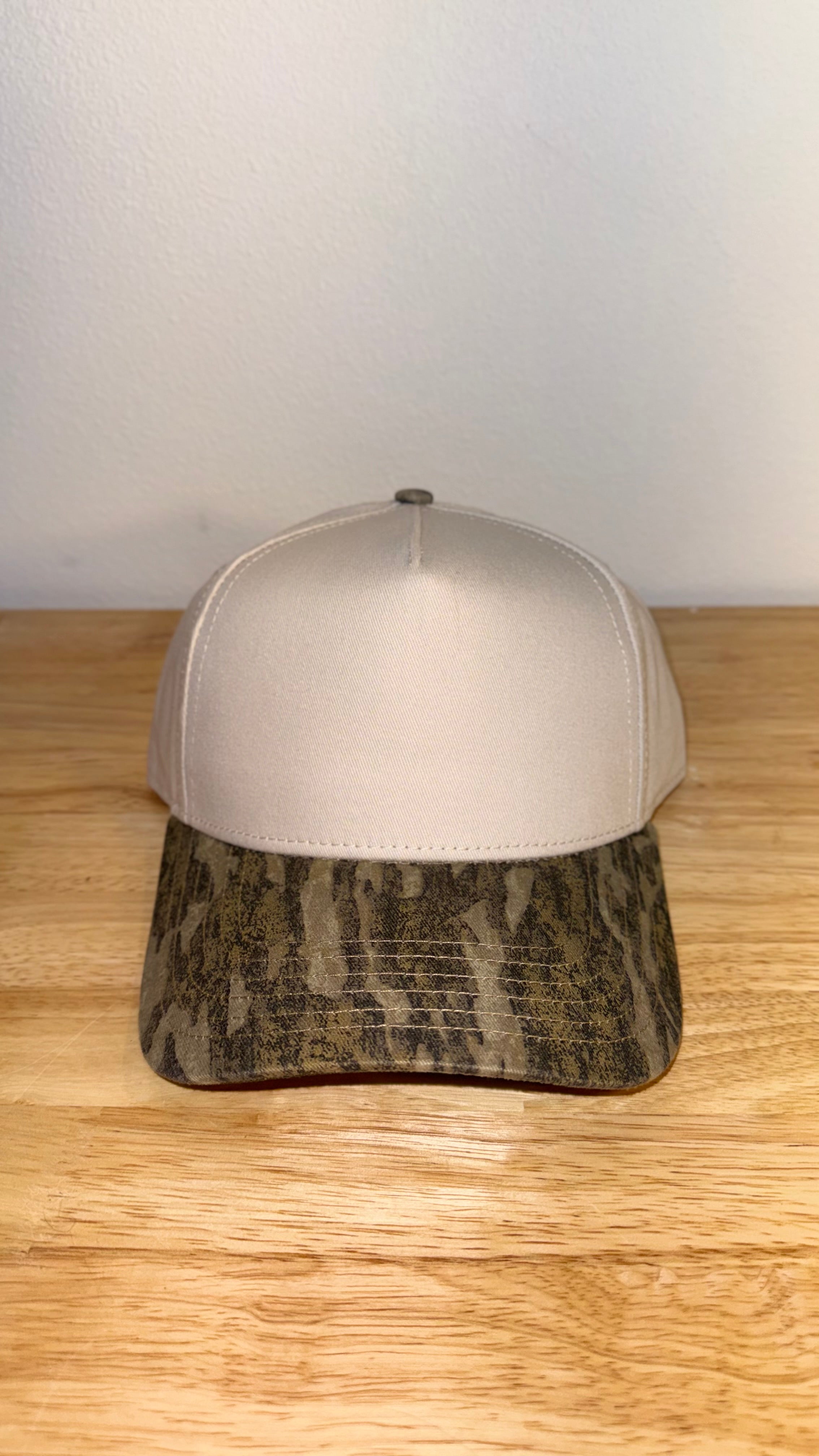 Cream and camo brim hat blank